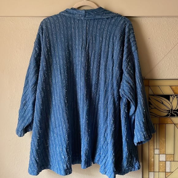 Vintage open front waterfall style heather blue jacket coat - Picture 5 of 6